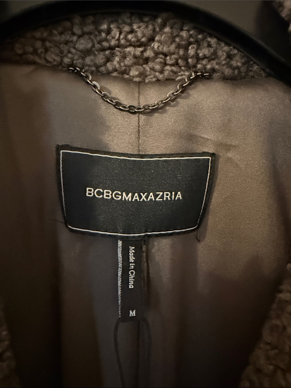 BCBGMaxAzria Taupe Teddy Long Coat with Notch Collar - Picture 8 of 12